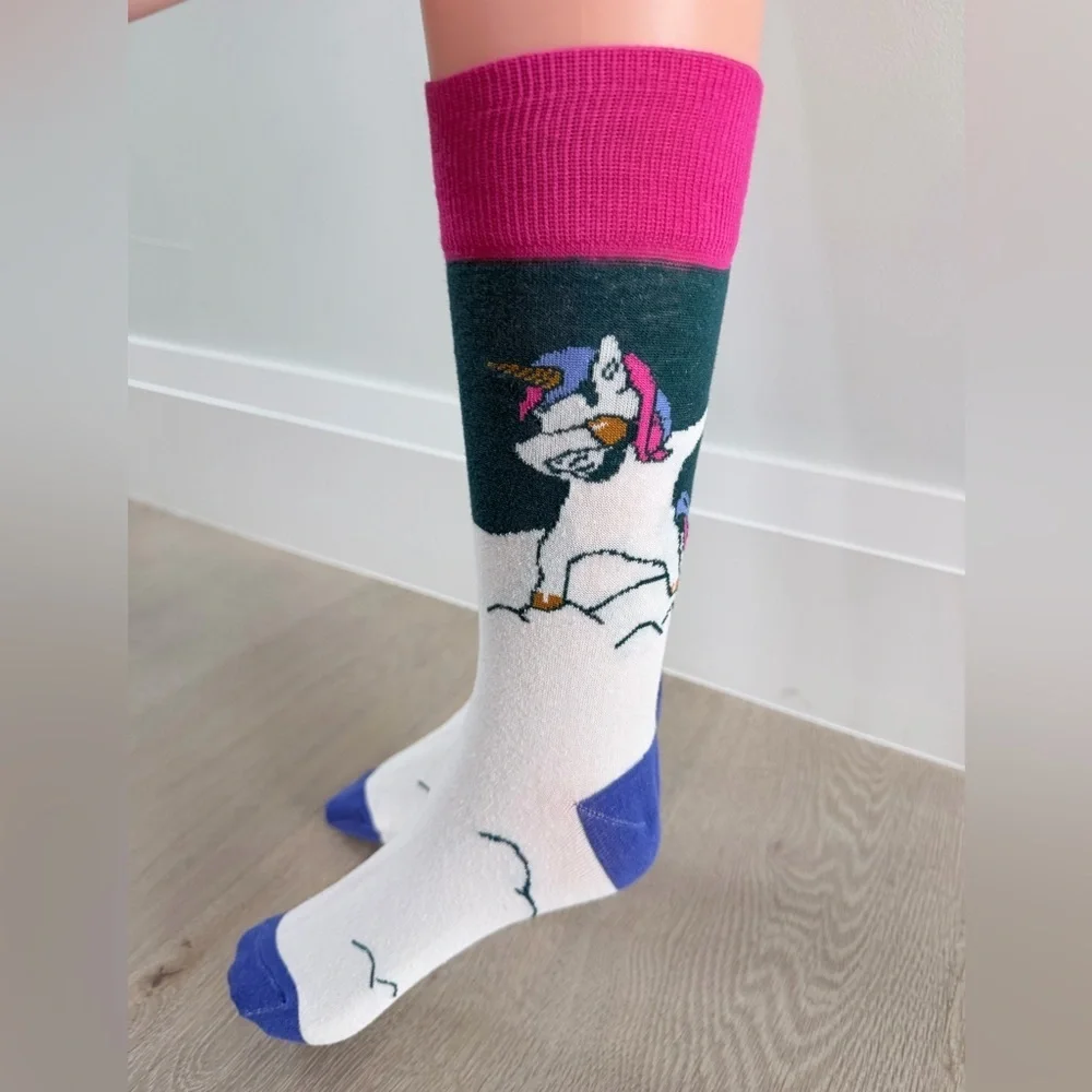 New Unicorn Patterned Socks - Pink, Green, White, Blue